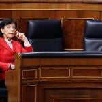 La ministra de Educación, Isabel Celaá durante la primera sesión de control al Ejecutivo celebrada en el Congreso
