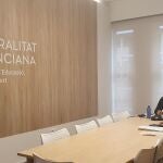 El conseller de Educación, Vicent Marzà, junto al secretario autonómico, Miguel Soler, durante la sectorial de educación