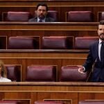 Pablo Casado en la sesión de control al Gobierno, hoy en el Congreso