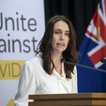 Jacinda Ardern en su última rueda de prensa