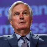 El negociador jefe de la Unión Europea para el Brexit, Michael Barnier, en una de sus últimas ruedas de prensa antes del confinamiento
