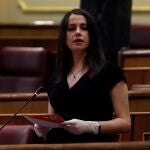 MADRID, 06/05/2020.- La portavoz de Ciudadanos, Inés Arrimadas, interviene en el pleno del Congreso este miércoles donde se autorizará otra prórroga del estado de alarma solicitada por el Gobierno. EFE/J.J. Guillén POOL