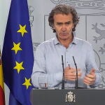 Madrid (Spain), 10/05/2020.- Government TV channel frame that shows Spanish Health Emergency and Alert Center's Director, Fernando Simon, during a press conference after the Technical Comite to the management of COVID-19 pandemic at La Moncloa Palace, in Madrid, Spain, 10 May 2020. Spain faces a de-escalation process amid several weeks of is a lockdown to avoid the spreading of pandemic of the COVID-19 disease caused by the SARS-CoV-2 coronavirus. (España) EFE/EPA/- HANDOUT EDITORIAL USE ONLY/NO SALES