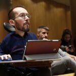 El portavoz de Unidas Podemos, Pablo Echenique, en la Comisión del Congreso de los Diputados para la Reconstrucción Social y Económica la semana pasada