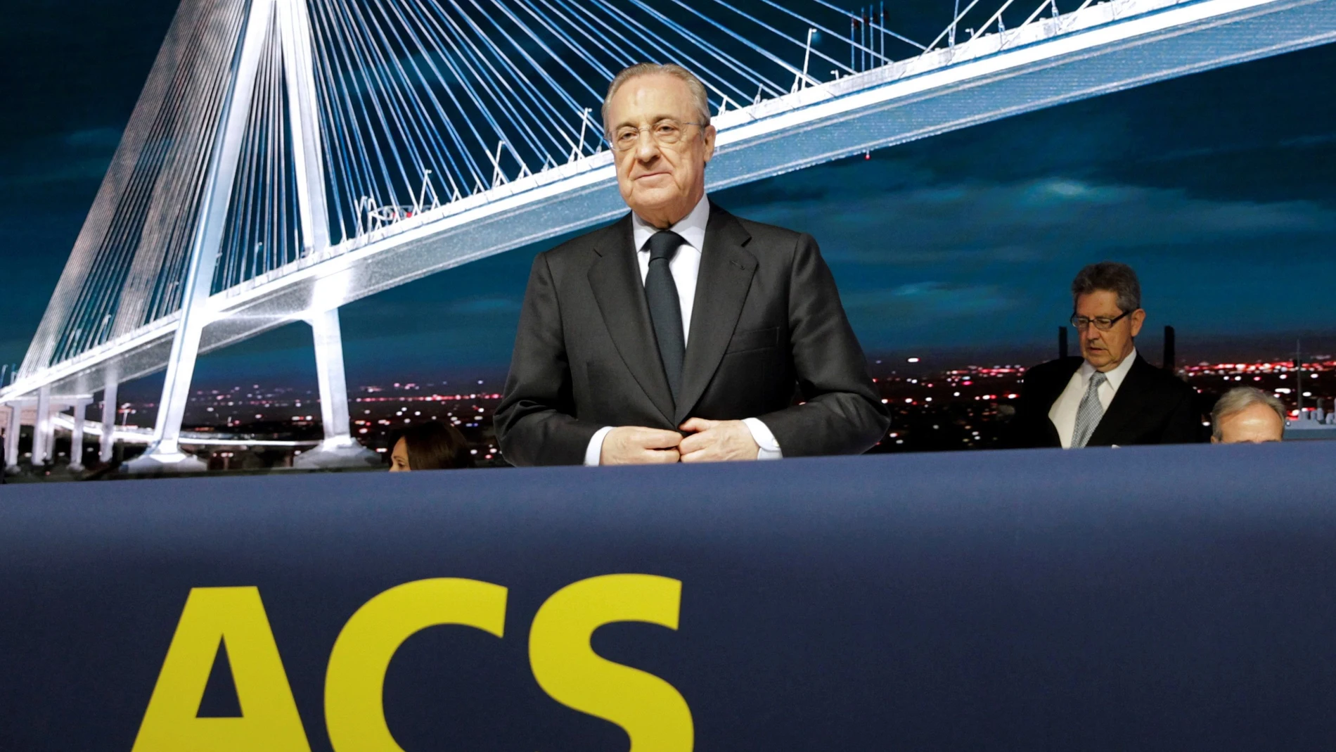 El presidente de ACS, Florentino Pérez, durante la junta de accionistas de la compañía, en Madrid
