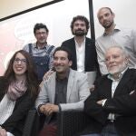 Julio Anguita junto a José Sarrión, entre otros, en un acto en Ciudad Rodrigo