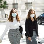 La exasesora de Podemos Dina Bousselham a su llegada a la Audiencia Nacional en Madrid