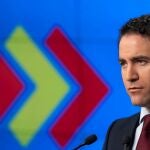El secretario general del PP, Teodoro García Egea, durante la rueda de prensa telemática