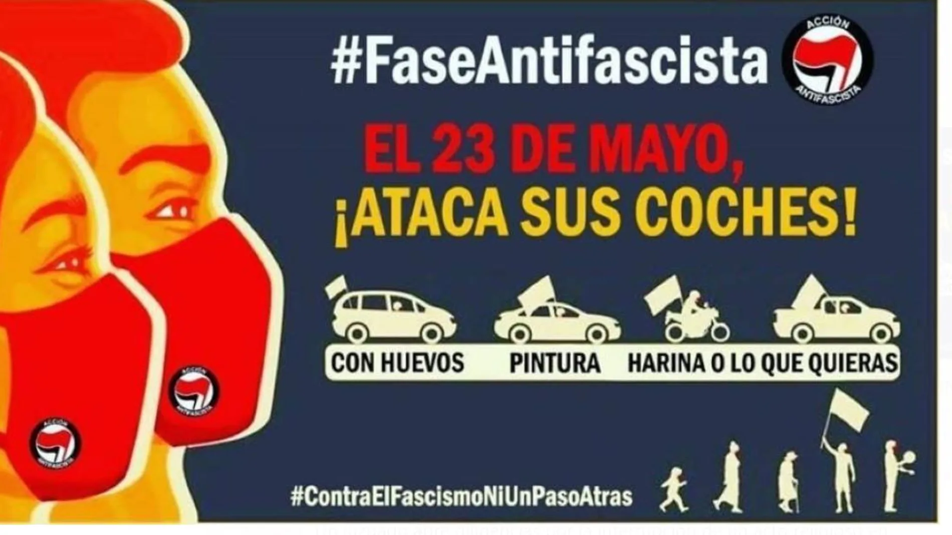 Cartel en el que invita a reventar la manifestación del próximo día 23