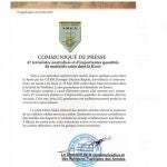 Comunicado oficial en el que se da cuenta de la operación