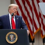Donald Trump durante una rueda de prensa en la Casa Blanca