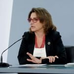 La vicepresidenta cuarta y ministra para la Transición Ecológica Teresa Ribera durante la rueda de prensa posterior al Consejo de Ministros