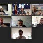 La reunión del ministro Illa, la presidenta del CSD, Irene Lozano; Fernando Simón y los futbolistas Piqué, Carvajal, Koke e Illarramendi