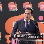 El vicepresidente de la Comunidad de Madrid, Ignacio Aguado, durante el acto de colocación de la primera piedra de ls fases II y III del hub de producción audiovisual Madrid Content CityCOMUNIDAD DE MADRID02/06/2020