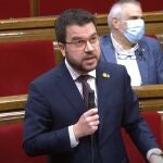 El vicepresidente de la Generalitat, Pere Aragonès, durante el pleno del Parlament.EUROPA PRESS03/06/2020