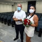 Boda civil según el protocolo Covid, en una imagen de archivo