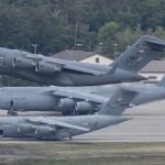 Cazas de EE UU despegan de la base de Ramstein (Alemania) camino de sus misiones en Irak y Afganistán