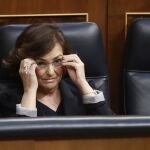 La vicepresidenta primera del Gobierno, Carmen Calvo, estará presente en la reunión con Ciudadanos. Luis Díaz / Pool10/06/2020