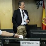 El eurodiputado de Vox, Hermann Tertsch durante su comparecencia en la Comisión para la Reconstrucción Social y Económica del Congreso en Madrid este lunes. EFE/Chema Moya