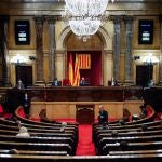El presidente de la Generalitat, Quim Torra, en el pleno del Parlament.
