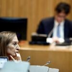 El ministro de Sanidad, Salvador Illa, durante su comparecencia ante la Comisión para la Reconstrucción Social y Económica este jueves en el Congreso. En primer término, la diputada del PP y vicepresidena segunda de la Cámara Baja, Ana Pastor. EFE/