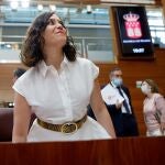 La presidenta de la Comunidad de Madrid, Isabel Díaz Ayuso, durante la sesión plenaria en la Asamblea de Madrid