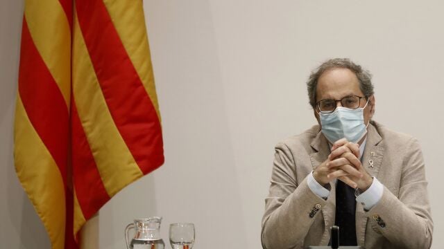 El presidente de la Generalitat, Quim Torra, durante la reunión semanal del gobierno de la Generalitat.