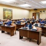 Vista general del Grupo de Trabajo de Unión Europea de la Comisión para la Reconstrucción Social y Económica, que se reúne para votar las enmiendas presentadas a los borradores que sirven de base para elaborar las conclusiones