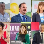 MOSAICO Candidatos Vascos; Íñigo Urkullu (EAJ-PNV), Maddalen Iriarte (EH-Bildu), Idoia Mendia (PSE-EE), Miren Gorrotxategi (Elkarrekin Podemos), Idoia Mendia y Niko Gutierrez, candidato de Vox 04/07/2020