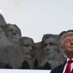 President Donald Trump smiles at Mount Rushmore National Memorial, Friday, July 3, 2020, near Keystone, S.D. (AP Photo/Alex Brandon)