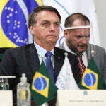 FILED - 02 July 2020, Brazil, Brasilia: Brazilian President Jair Bolsonaro attends the Mercosur Summit held via video conference. Bolsonaro has tested positive for Covid-19, he confirmed on Tuesday. Photo: Marcos Correa/Brazilian presidency/dpa - ATENCIÓN: Sólo para uso editorial y mencionando el crédito completo02/07/2020 ONLY FOR USE IN SPAIN