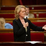 La consellera de Cultura de la Generalitat, Mariàngela Vilallonga, interviene en el Parlament esta mañana.