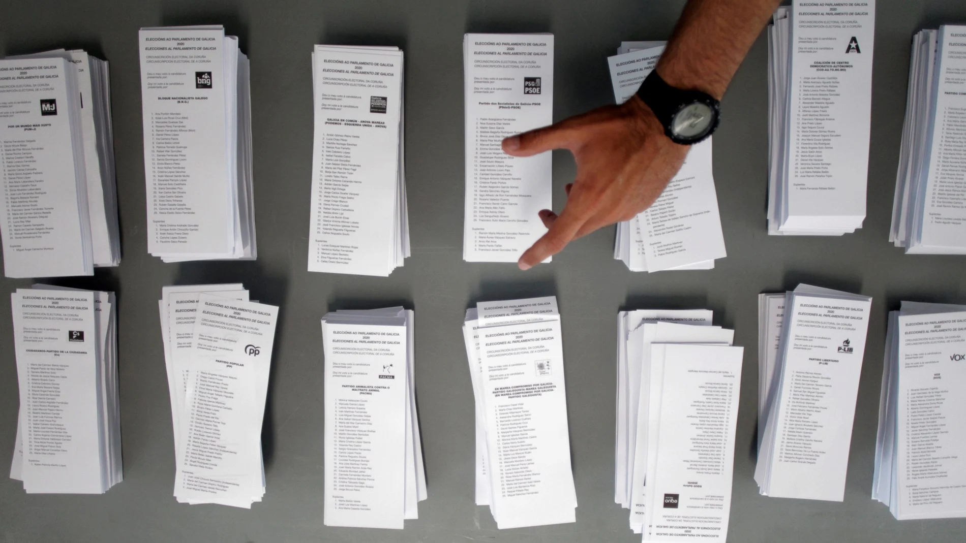Papeletas en un colegio electoral durante las elecciones autonómicas gallegas en 2019