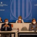 El conseller de Inerior, Miquel Buch; el presidente de la Diputació de Lérida, Joan Talarn; la conseller de Salud, Alba Vergés; el presidente del Consell Comarcal del Segriá, David Masot; y el delegado de la Generalitat en Lleida, Ramon Farré.