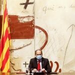 Quim Torra presidió ayer la reunión extraordinaria del Govern para aprobar un decreto ley que le permita endurecer el confinamiento en el Segrià