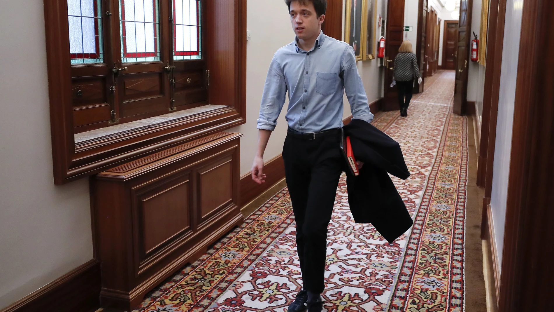 El líder de Más País, Iñigo Errejón, durante la reunión de la Junta de Portavoces.
