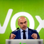 El miembro del Comité Ejecutivo Nacional de Vox y portavoz del Comité de Acción Política, Jorge Buxadé, en la sede del partido
