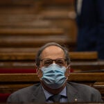 El president de la Generalitat, Quim Torra, durante la sesión parlamentaria celebrada esta semana