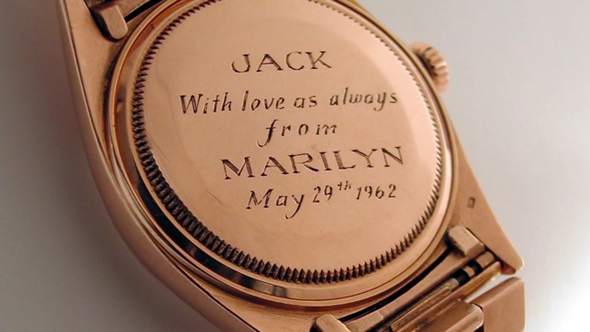 Rolex con el nombre de Marilyn Monroe que ésta le regaló a JFK y que se subastó en 2017 por 120.000 dólares (103.000 euros)