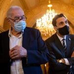 El presidente del Parlament, Roger Torrent, y el diputado y concejal de ERC Ernest Maragall