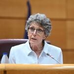 La exadministradora única de RTVE, Rosa María Mateo, durante su comparecencia ante la Comisión Mixta de Control Parlamentario de RTVE
