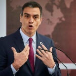 El presidente del Gobierno, Pedro Sánchez, durante la presentación del Plan para la Formación Profesional, el Crecimiento Económico y Social, y la Empleabilidad con el que el Ejecutivo aspira a modernizar este tipo de educación