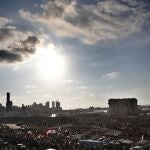 Libaneses en un homenaje a las víctimas de la explosión en Beirut