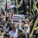 Palestinos marchan en Gaza contra el acuerdo entre Israel y Emiratos Árabes Unidos
