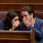 Pablo Iglesias e Irene Montero en el Congreso de los Diputados