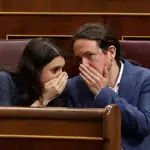 Pablo Iglesias e Irene Montero en el Congreso de los Diputados