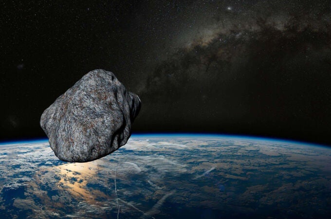 Recreación de un meteorito cayendo a la tierra