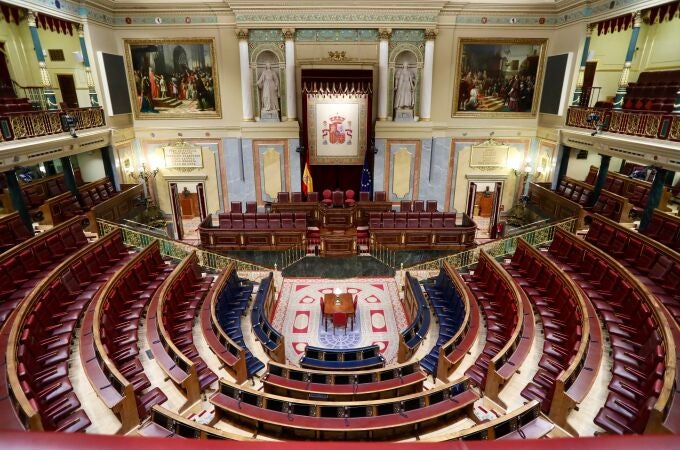 Hemiciclo vacío en el Congreso de los Diputados.