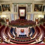 Hemiciclo vacío en el Congreso de los Diputados.