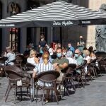 Terraza de un establecimiento en la plaza de San Felipe, en Zaragoza